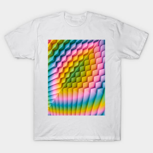 Exponential Edges Multicolored Tie Dye Geometric Abstract Artwork T-Shirt by love-fi